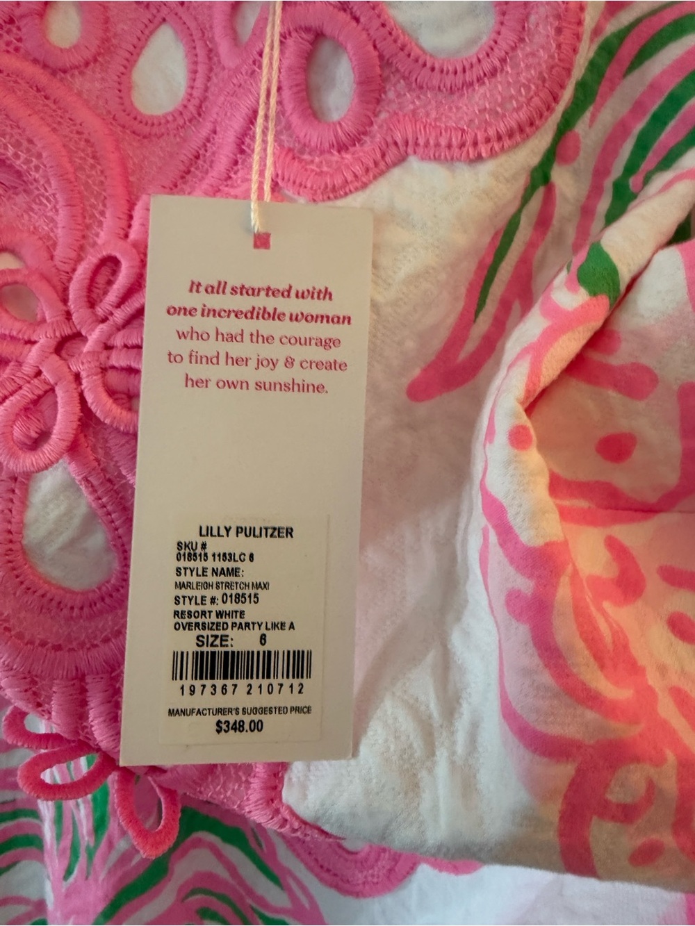 Lilly Pulitzer Marleigh Maxi Shift Dress Size 6 Pink Pineapple Lace Resort - Picture 13 of 14